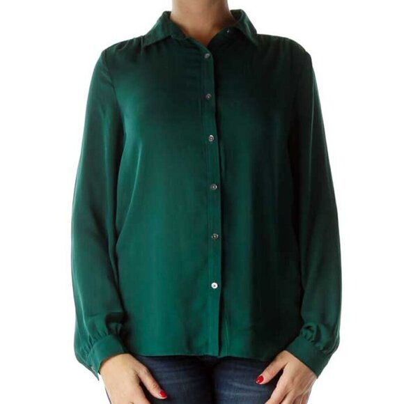 Lands' End Tops - Lands' End Green Buttoned Long Sleeve Shirt